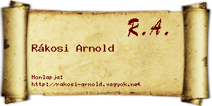 Rákosi Arnold névjegykártya